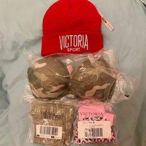 PINK Victoria Secret 36C Bra/M Panties/Hat Bundle
